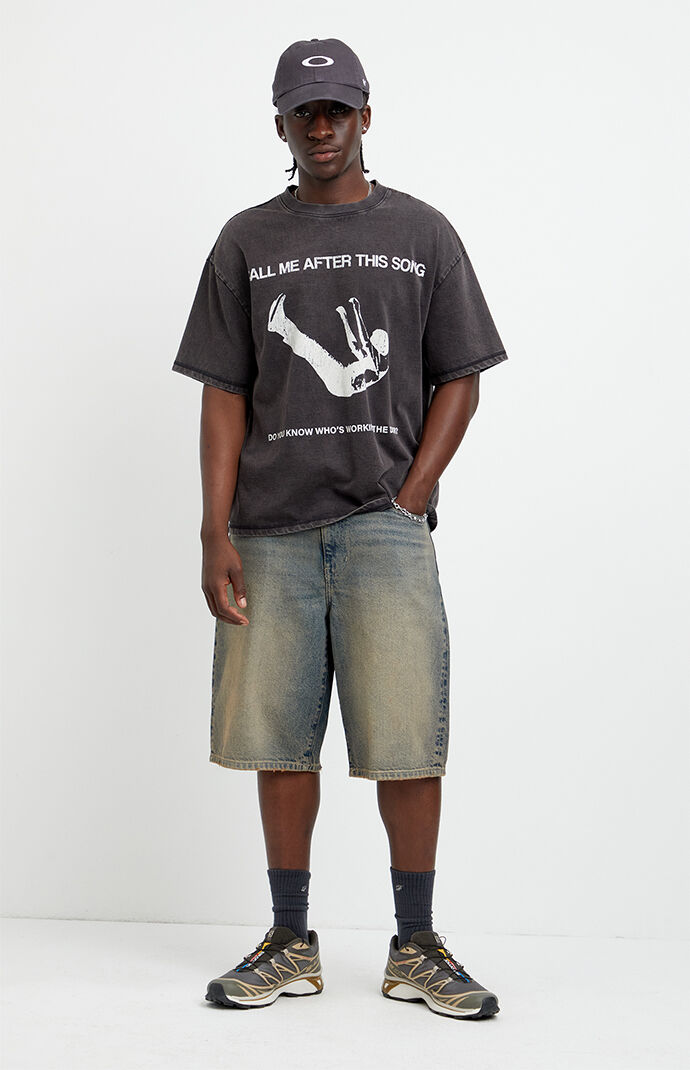 Pacsun Austin Extreme Baggy Jean Shorts Dark Blue Tint | Pacsun