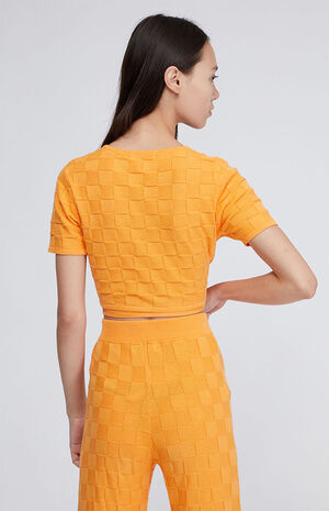 Organic Checkerboard Effect Wrap Top image number 3