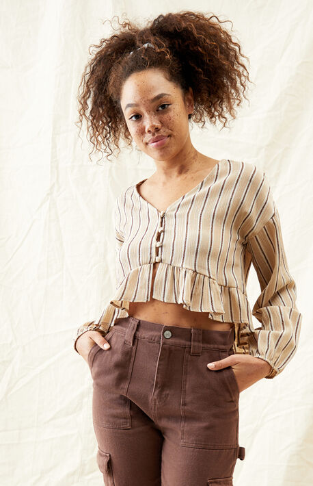 Long Sleeve Ruffle Hem Top