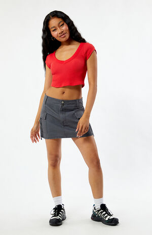 Samantha Cropped Waffle Knit T-Shirt image number 4
