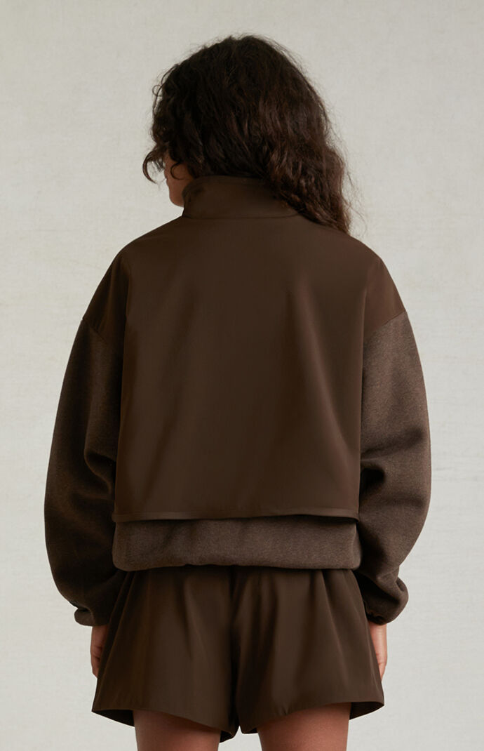 Kids Fear of God Essentials Heather Wood Nylon Fleece Mock