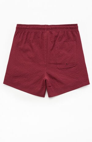 Maroon Seersucker 4.5" Swim Trunks image number 2
