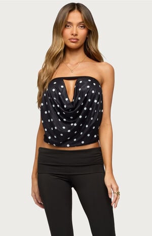 Jaclyn Polka Dot Mesh Strapless Top image number 1