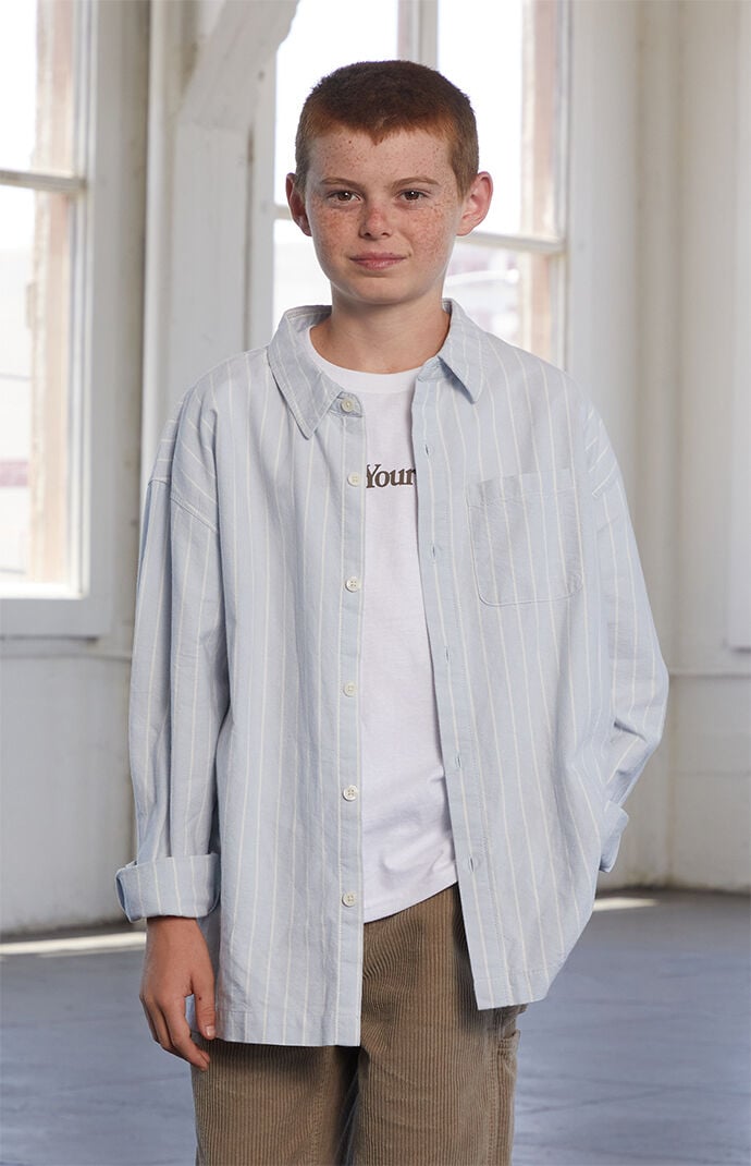 Pacsun Kids Striped Oxford Long Sleeve Shirt