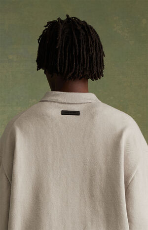 Silver Cloud Knit Polo Sweater image number 4