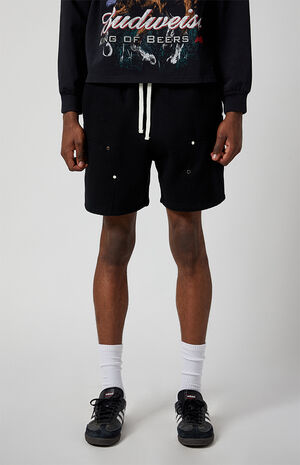 Black Carpenter Baggy Sweat Shorts image number 3