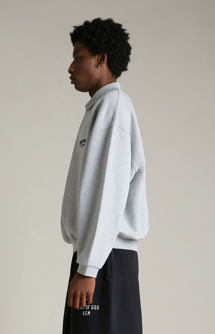 シャツ Essentials Fleece Polo Sweatshirt Light Heather Grey 27491583_57288142_322.jpg