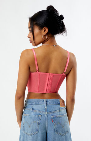 Lace Trim Mesh Corset Top image number 4