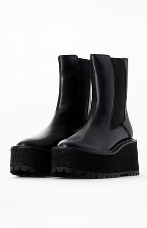 Women's Black Susan Faux Leather Lug Sole Chelsea Boots image number 2