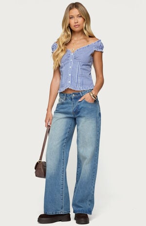 Dorothie Gingham Button Up Top image number 5