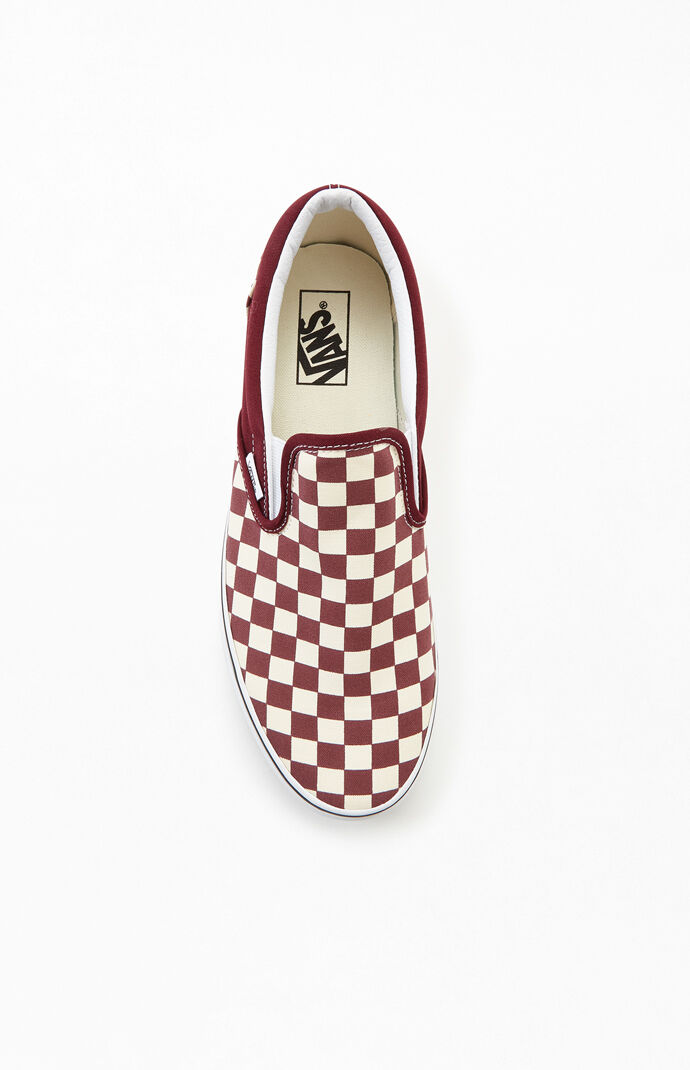 maroon and white checkered vans