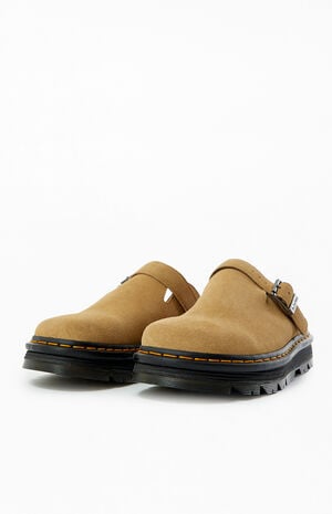 Tan Zebzag Suede Slingback Platform Mules image number 2