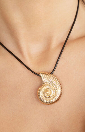 Nautilus Shell Pendant Black Cord Necklace image number 8