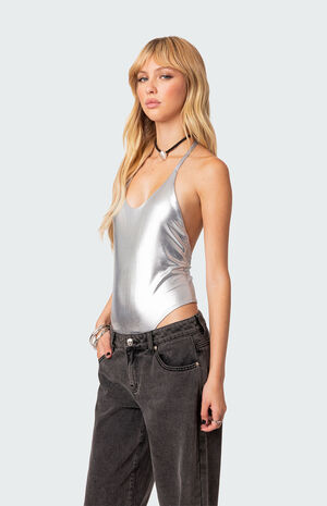 Elektra Open Back Metallic Bodysuit image number 5