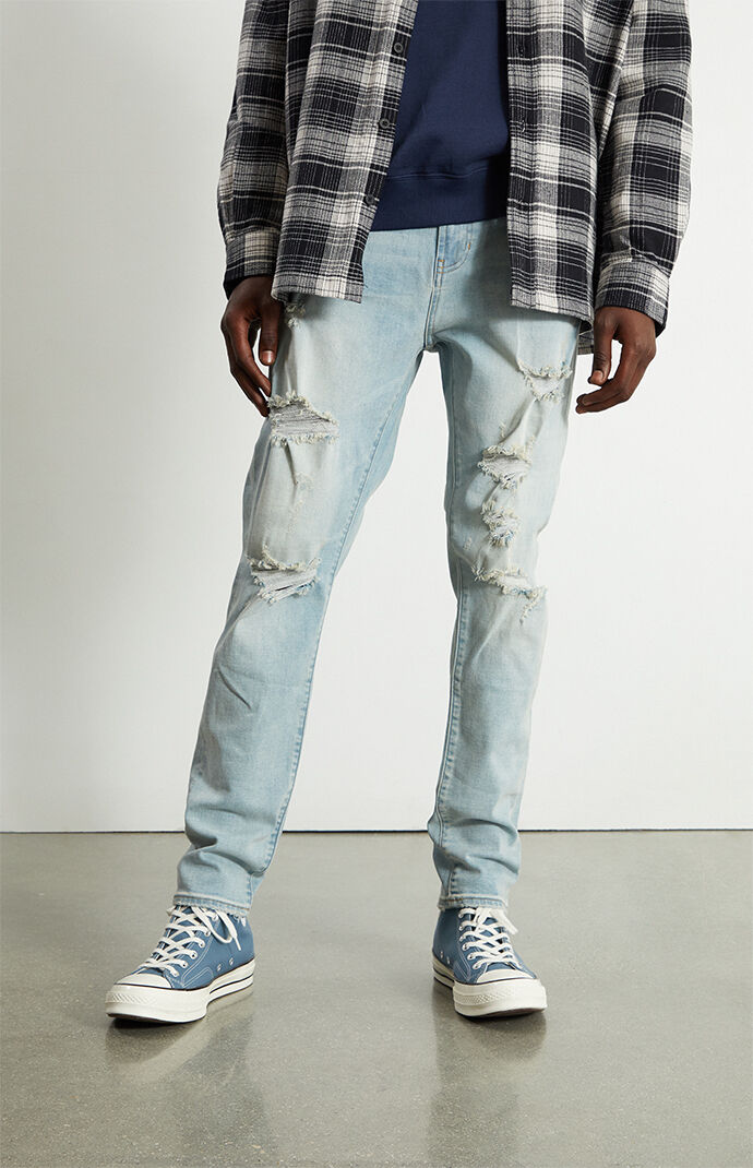 Ripped tapered jeans mens hotsell