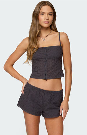 Shaya Button Up Eyelet Tank Top image number 1