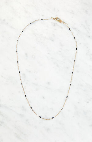 Black Beaded Chain Necklace image number 1
