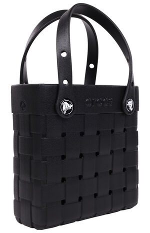 Black Small Woven Crocssbody Tote Bag image number 2