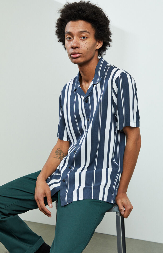 Burg Striped Camp Shirt