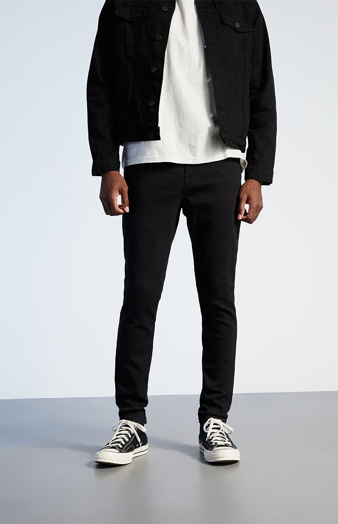 Pacsun stacked skinny side stripe zip black jeans online