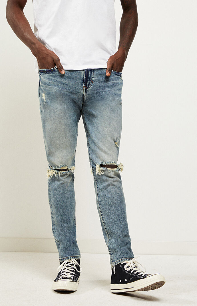 slim tapered distressed jeans