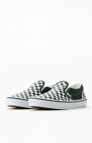 Kids Green Checker Classic Slip-On Shoes image number 2