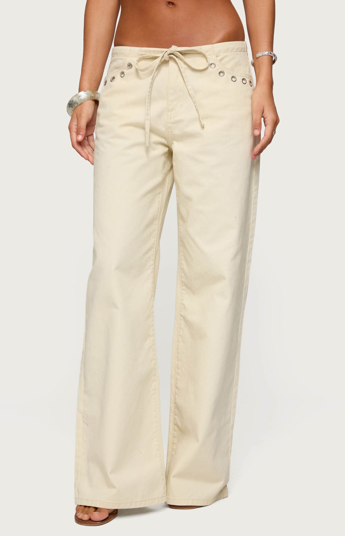 PacSun Edikted Grommet Tie Waist Low Rise Jeans