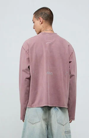 Rose Taupe Vintage Wash Heavyweight Oversized Long Sleeve T-Shirt image number 5