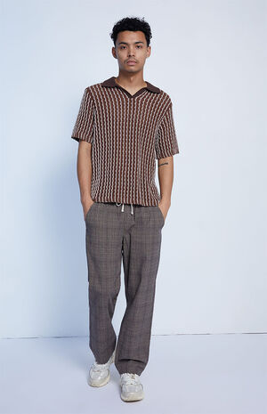 Brown Oliver Crochet Polo Sweater image number 3