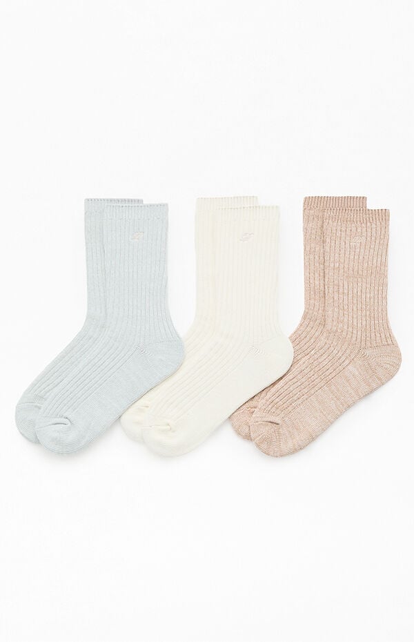 Pacsun 3 Pack Marled Neutral Crew Socks