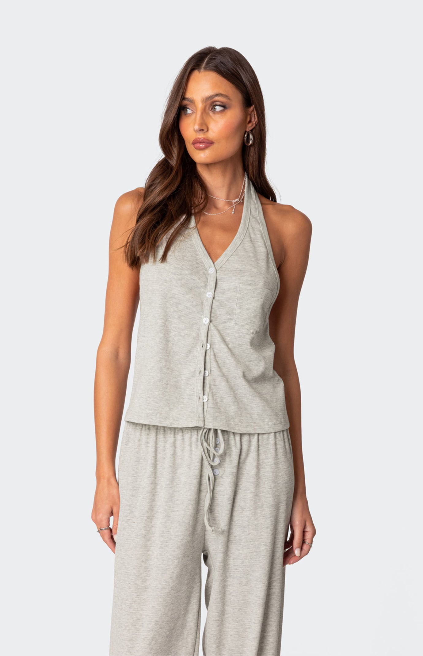 Edikted Rosanna Waffle Pajama Top