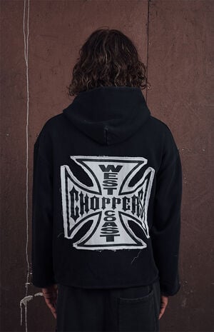 Frayed Cross Cropped Hoodie image number 1