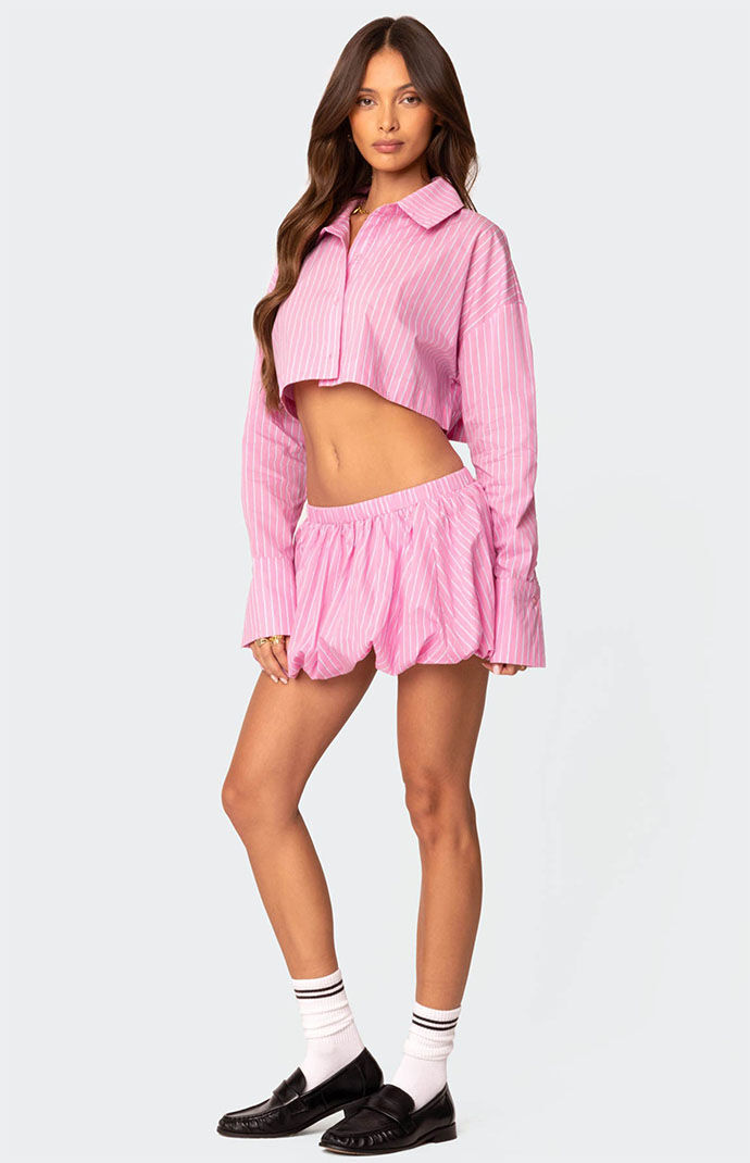 Edikted Hila Pinstripe Bubble Mini Skirt | PacSun