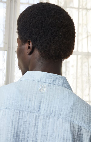 x Pacsun Seersucker Cropped Button Up Long Sleeve Shirt image number 5