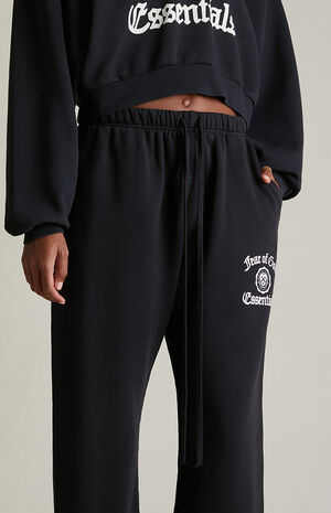 Women's Black Heavy Fleece Sweatpants image number 5