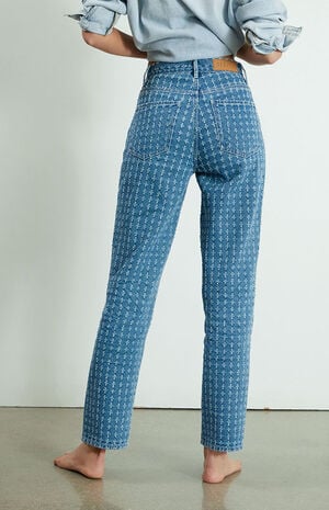 Medium Blue Distressed Dad Jeans