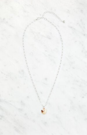 Two Tone Heart Chain Necklace