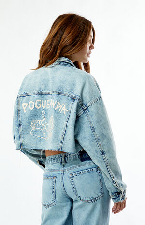 Poguelandia Cropped Denim Trucker Jacket image number 2