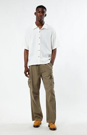 Cream Boxy Button Down Shirt image number 4