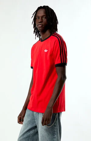 Red Three Stripes Ringer T-Shirt image number 3
