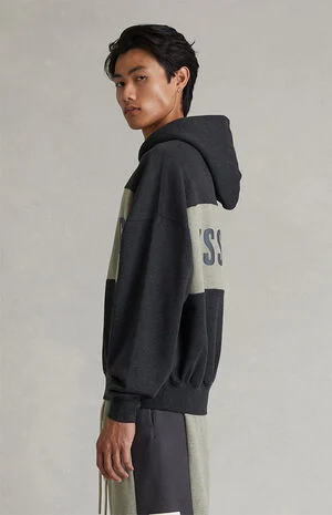 Iron Grey Heather Paneled Cropped Relaxed Hoodie image number 3