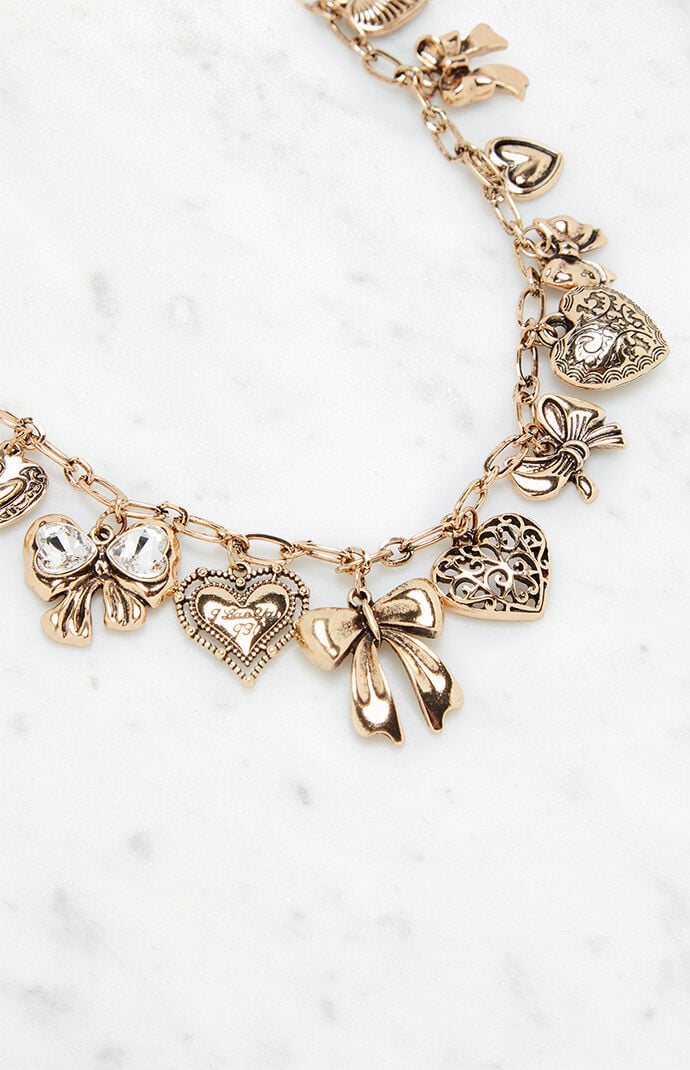Heart Bow Charm Necklace