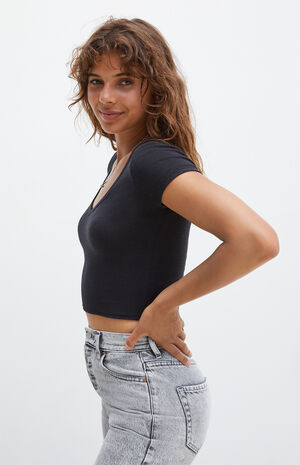 Flecked V-Neck T-Shirt image number 3