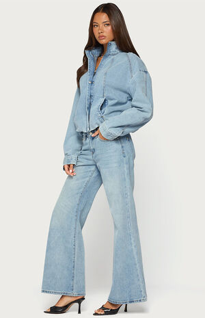 Jaysi High Neck Denim Bomber Jacket image number 4