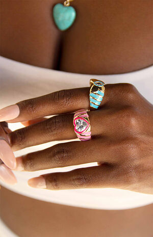 Pink & Red Open Hearts Ring image number 2