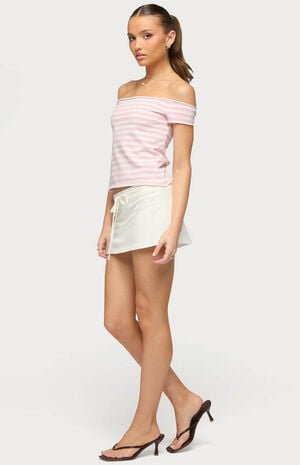 French Terry Striped Off Shoulder Top image number 4