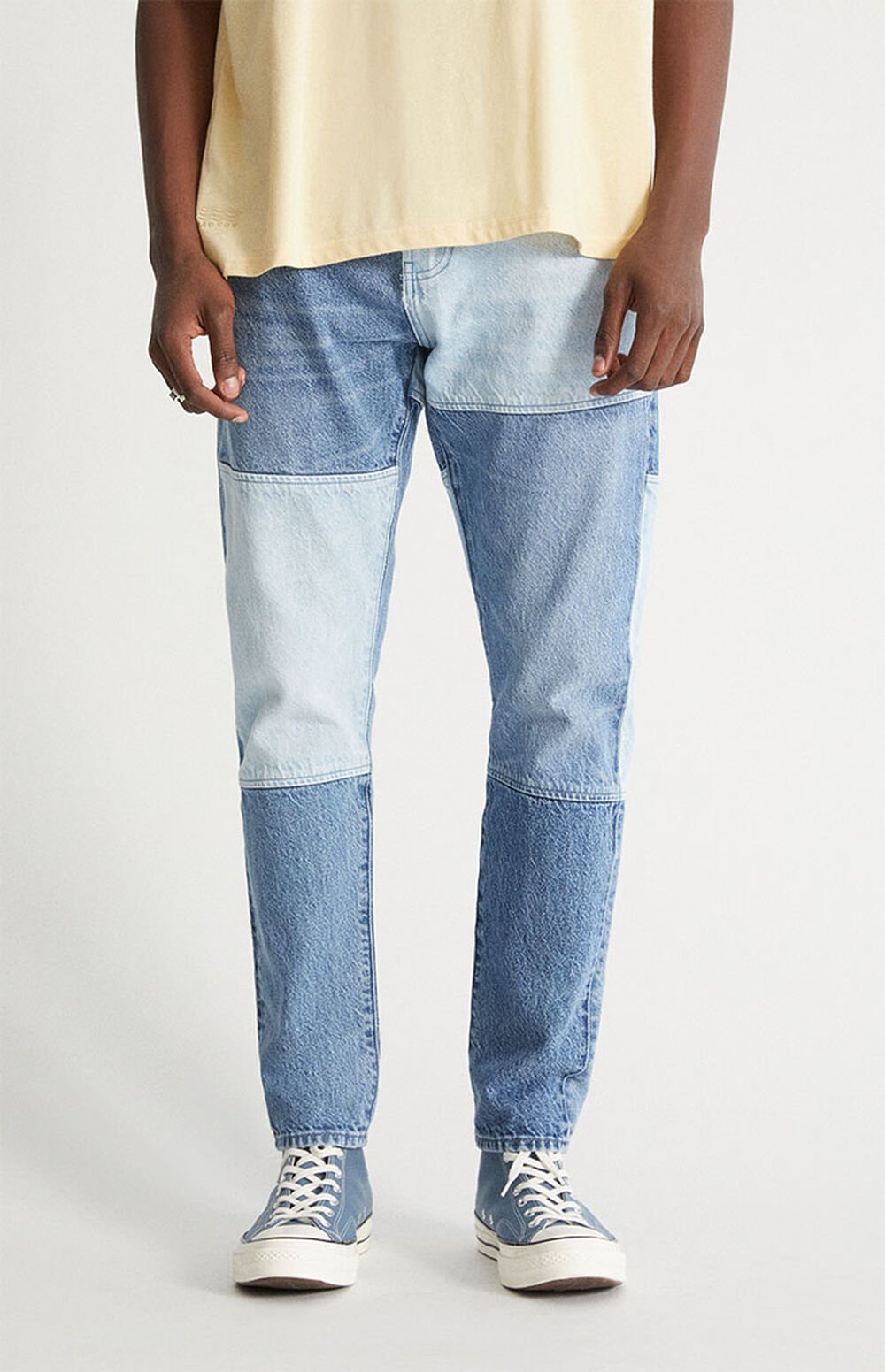 PacSun Eco Indigo Patched Slim Taper Jeans PacSun