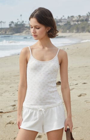 White & Pink Teddy Bear Skylar Tank Top image number 1