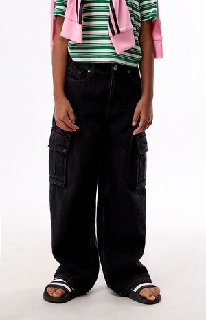 Baggy Jeans Frayed Cargo Black Wash image number 2