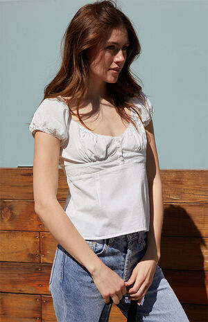 White Blaire Ruffle Top image number 2